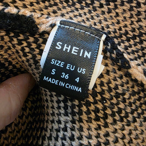 SHEIN Sweater Dress Size S Black & Tan Geometric Pattern - Picture 9 of 10